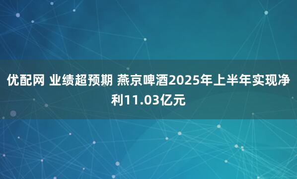优配网 业绩超预期 燕京啤酒2025年上半年实现净利11.03亿元