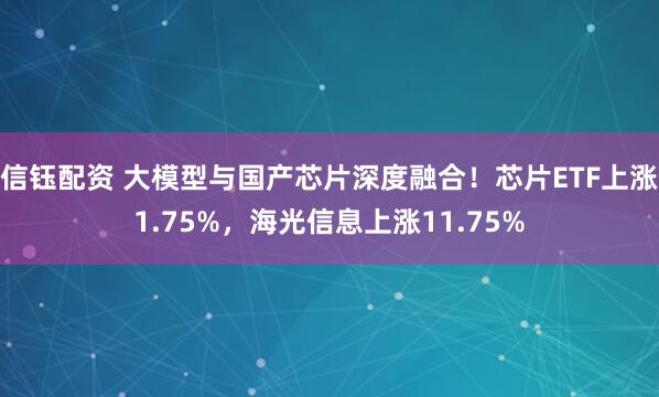 信钰配资 大模型与国产芯片深度融合！芯片ETF上涨1.75%，海光信息上涨11.75%